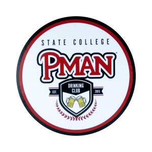 circular sign State College Pman Drinking Club Est. 2015
